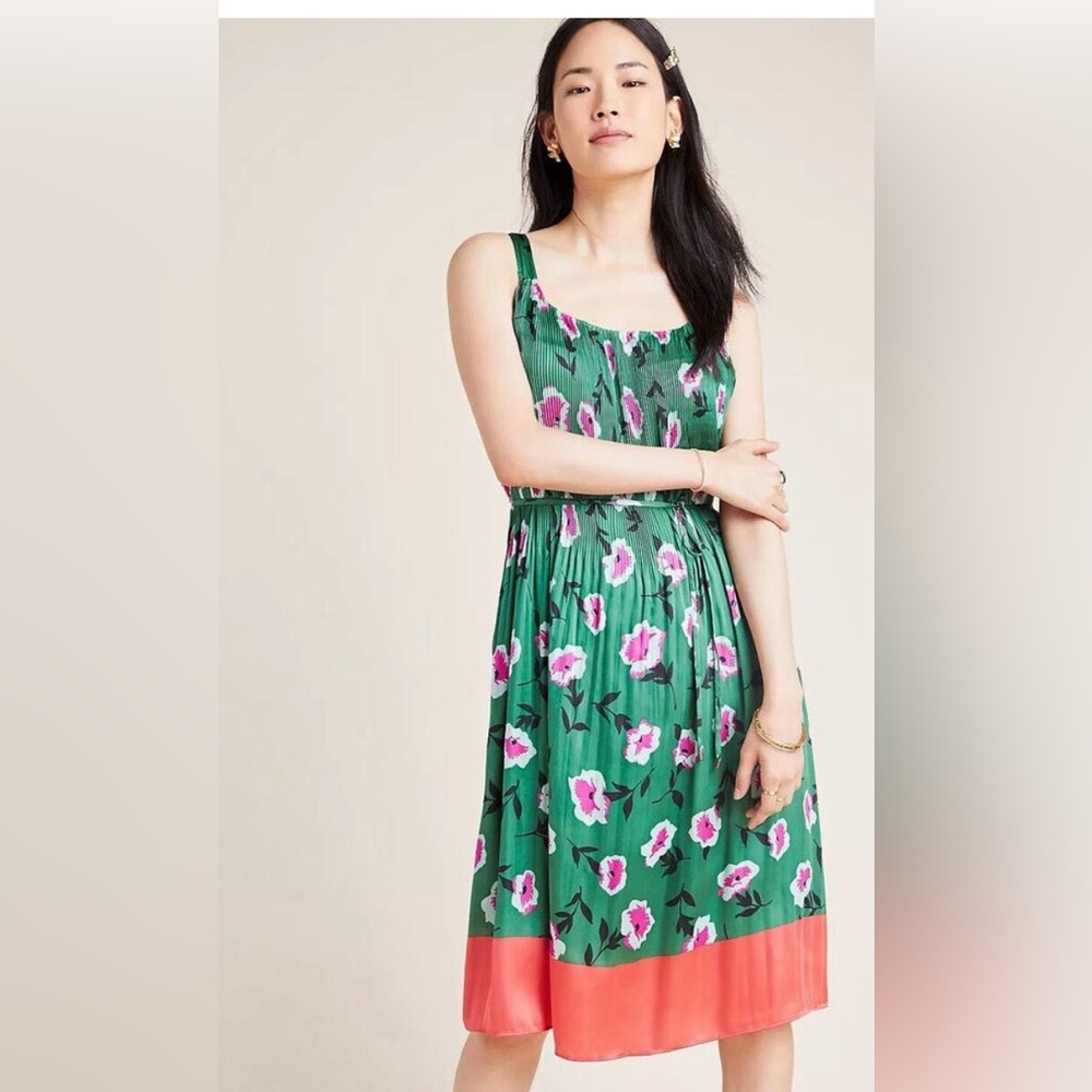 Anthropologie Mireille Pleated Dress Petite